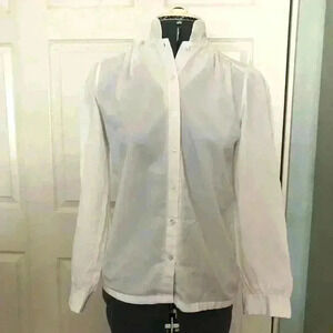 VTG AVON FASHIONS WHTE BUTTON DOWN BLOUSE SHIRT BEST FITS S-M